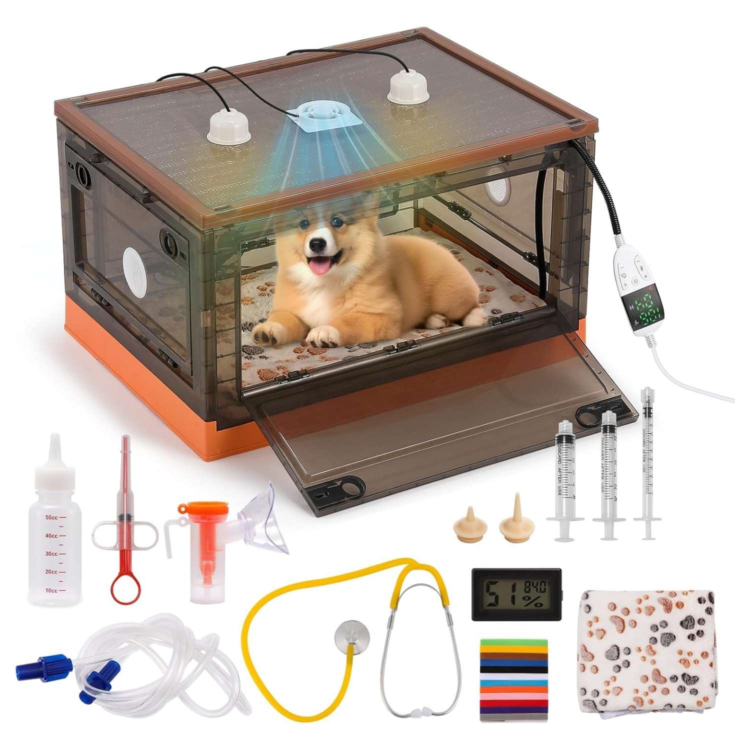 Incubadora para cachorros y gatitos de tamaño grande, con calefacción y diseño aislado.
