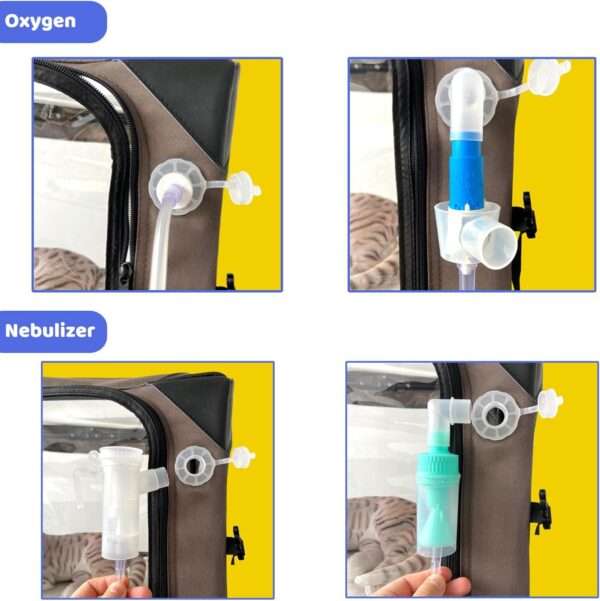 Jaula de terapia veterinaria multiuso para oxígeno, nebulización e incubación.