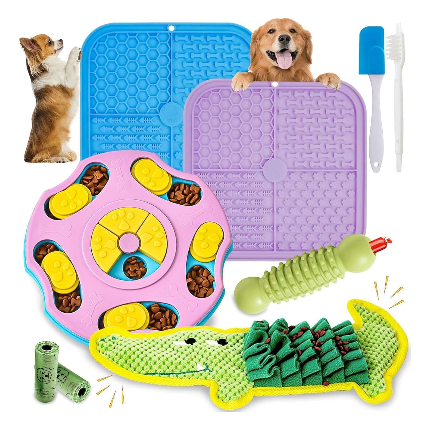 Set de 9 juguetes de rompecabezas para perros. Ideal para razas pequeñas a medianas.