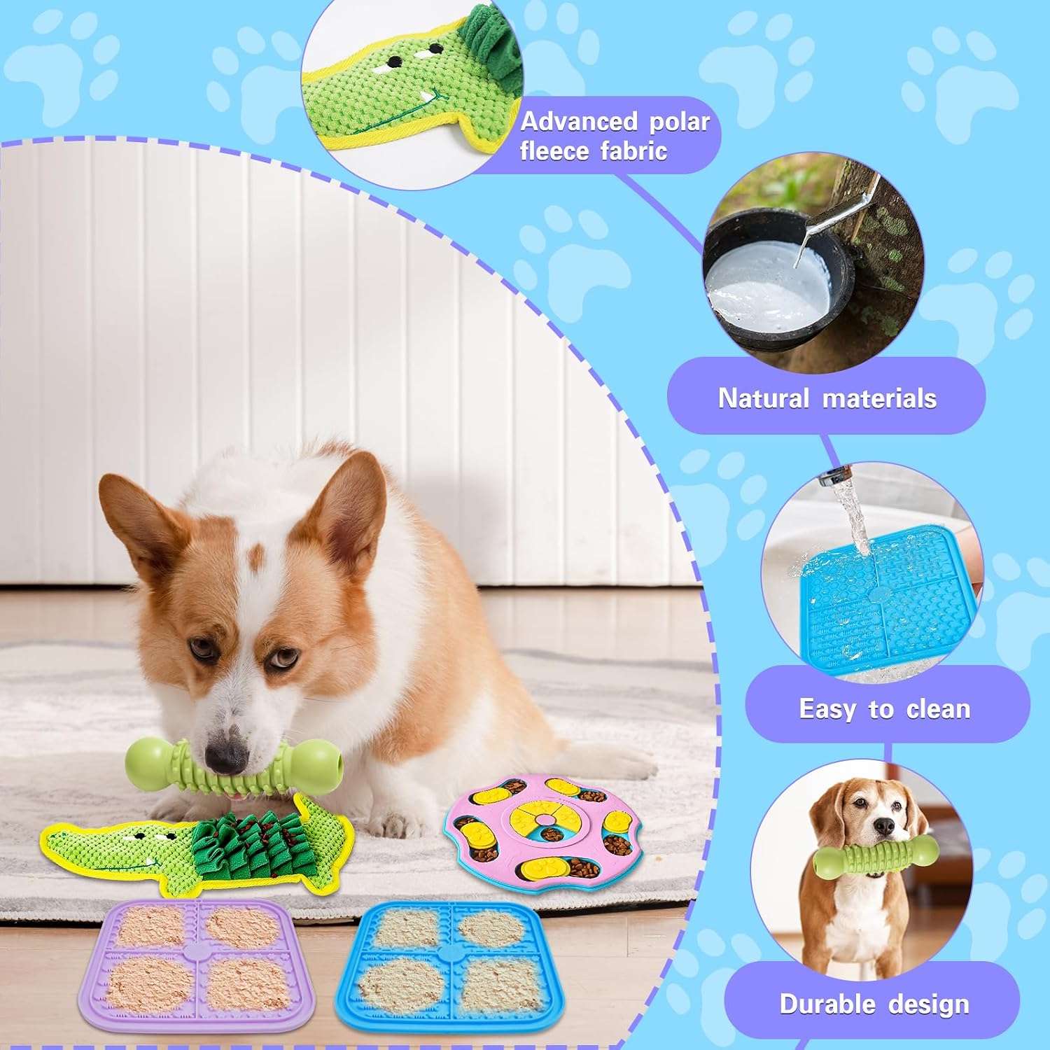 Set de 9 juguetes de rompecabezas para perros. Ideal para razas pequeñas a medianas.