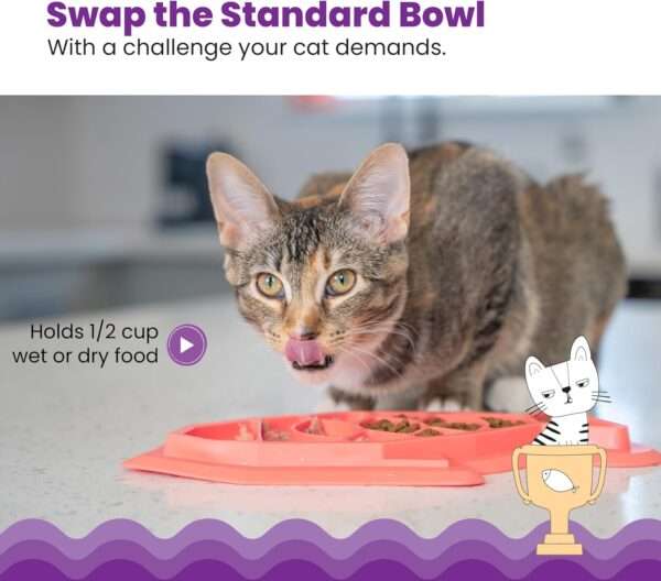 Rompecabezas interactivo para gatos. Juguete dispensador de comida que promueve la alimentación lenta.