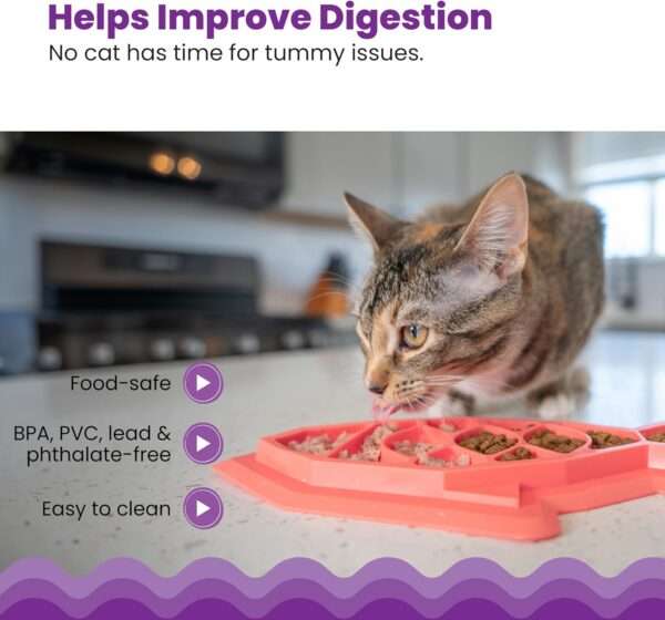 Rompecabezas interactivo para gatos. Juguete dispensador de comida que promueve la alimentación lenta.