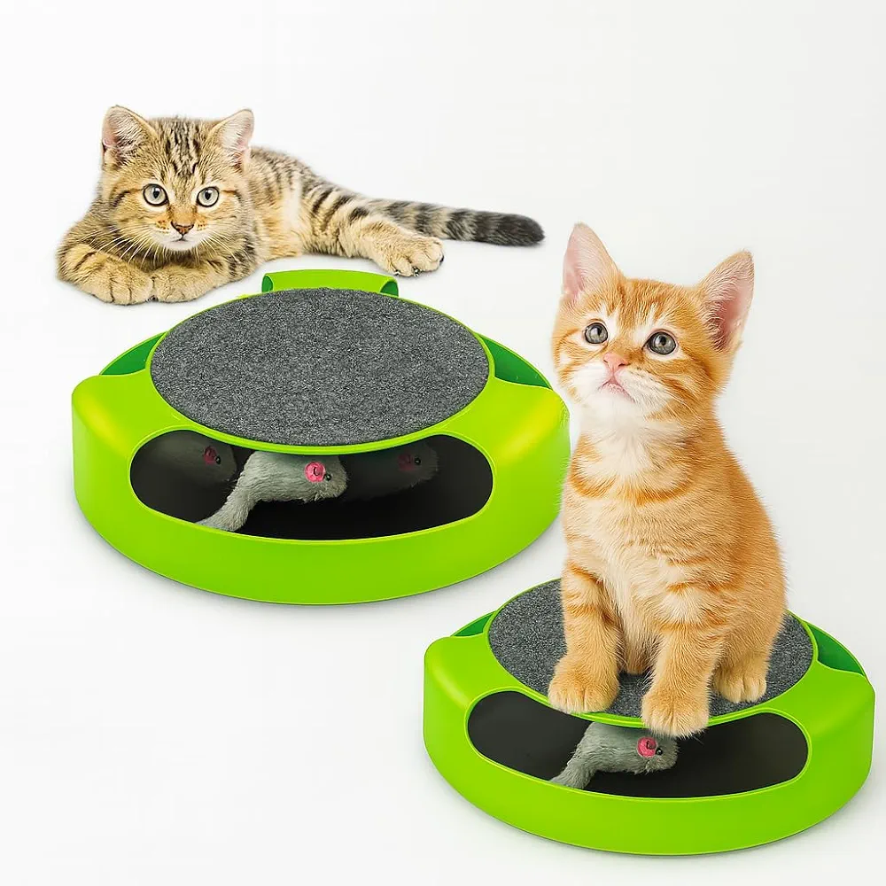 Juguete interactivo para gatos, atrapa ratón.