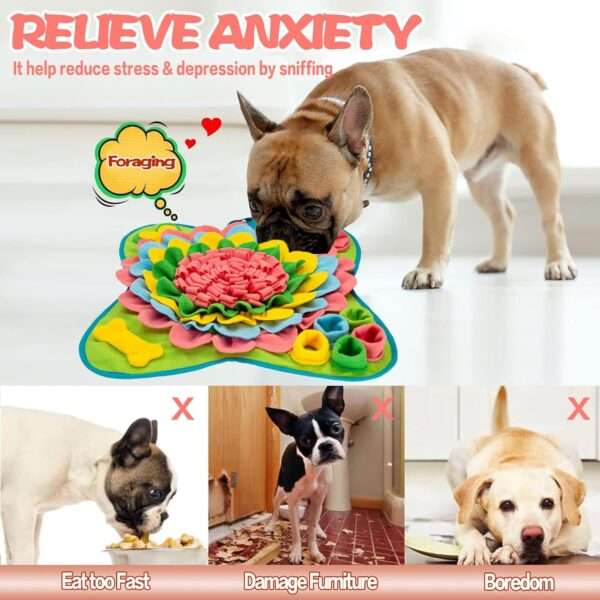 Tapete de olfateo para perros. Es un juguete de enriquecimiento mental y de entrenamiento.