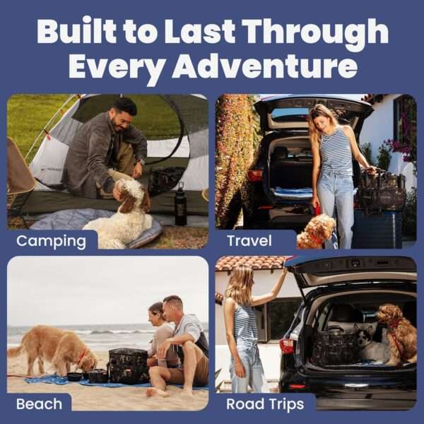 Bolsa de viaje para perros y gatos. Kit organizador con cuencos de viaje, contenedor de comida y accesorios.