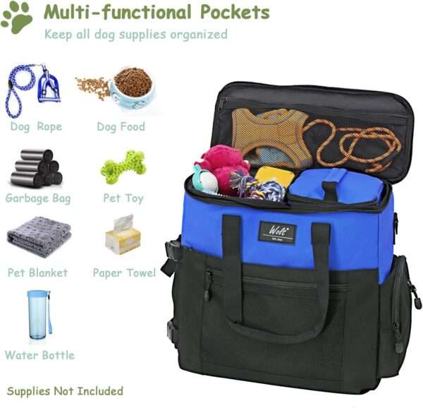 Bolsa de viaje para perros y gatos. Kit organizador con cuencos plegables y contenedores de comida.
