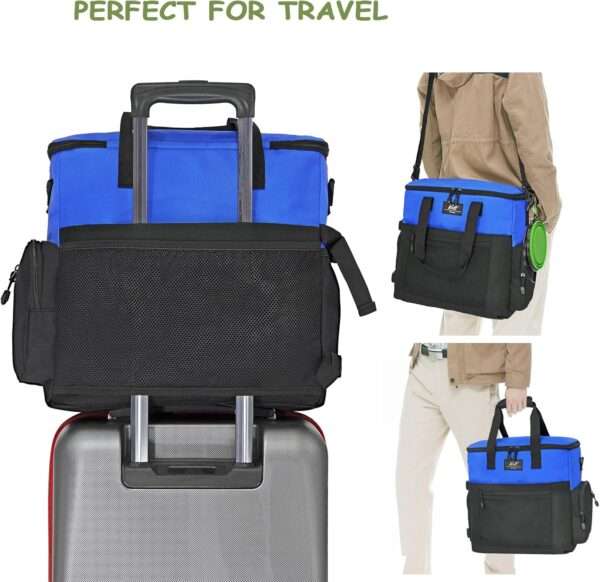 Bolsa de viaje para perros y gatos. Kit organizador con cuencos plegables y contenedores de comida.