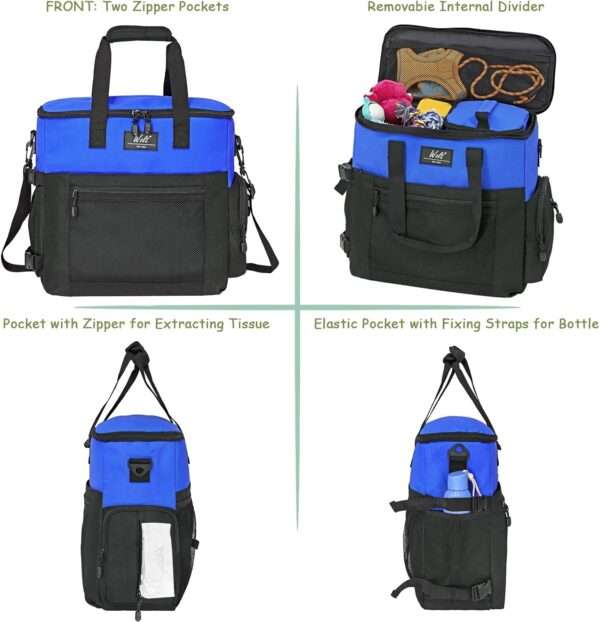 Bolsa de viaje para perros y gatos. Kit organizador con cuencos plegables y contenedores de comida.