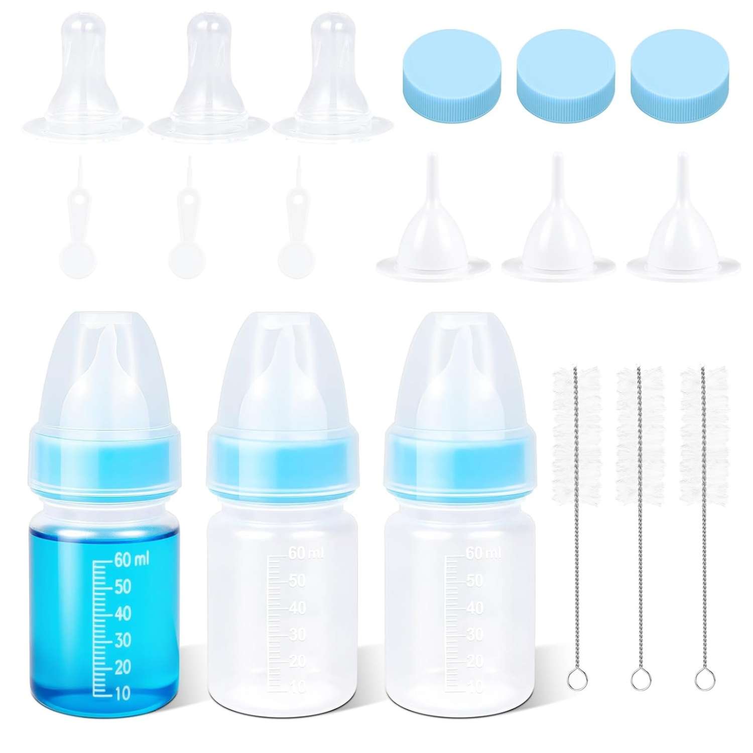 Kit de alimentación de 18 piezas para cachorros y gatitos. Biberón antiasfixia de silicona y accesorios de cuidado para crías.