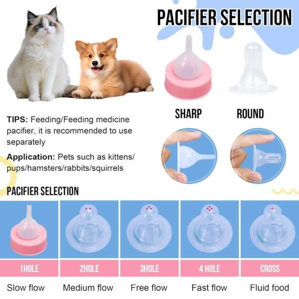 Kit de alimentación de 18 piezas para cachorros y gatitos. Biberón antiasfixia de silicona y accesorios de cuidado para crías.