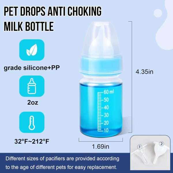 Kit de alimentación de 18 piezas para cachorros y gatitos. Biberón antiasfixia de silicona y accesorios de cuidado para crías.