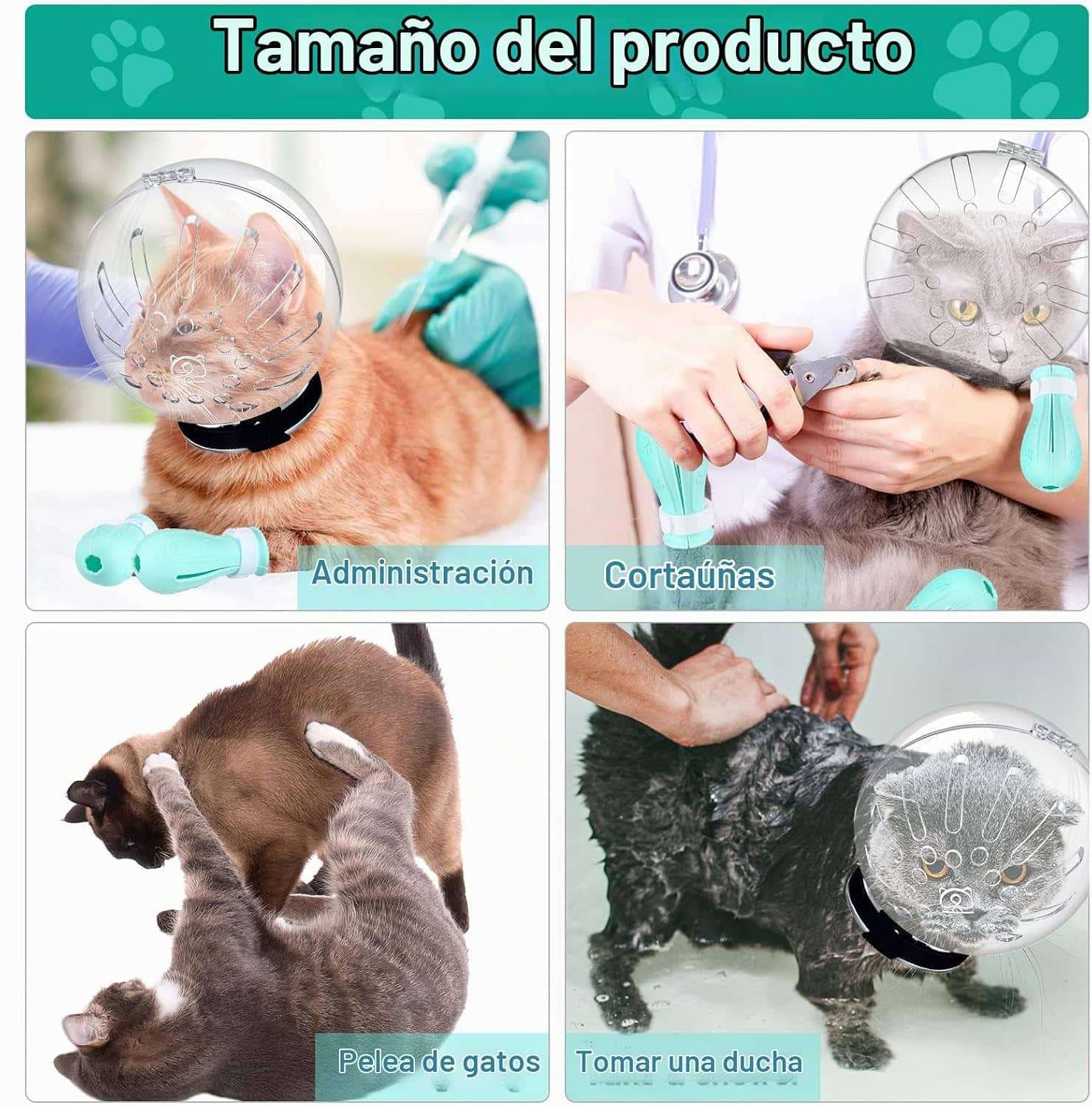 Kit de Aseo para Gatos | Bozal y Protectores de Patas Antiarañazos - Imagen 6