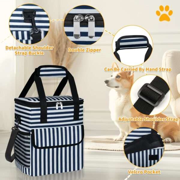 Bolsa de viaje para perros y gatos. Kit de camping con cuencos plegables, contenedores de alimentos y tapete.
