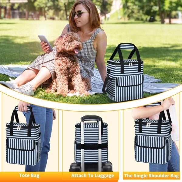 Bolsa de viaje para perros y gatos. Kit de camping con cuencos plegables, contenedores de alimentos y tapete.