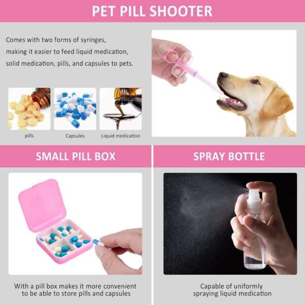 Kit de primeros auxilios de 136 piezas para perros y gatos, ideal para viajes, de color rosa.