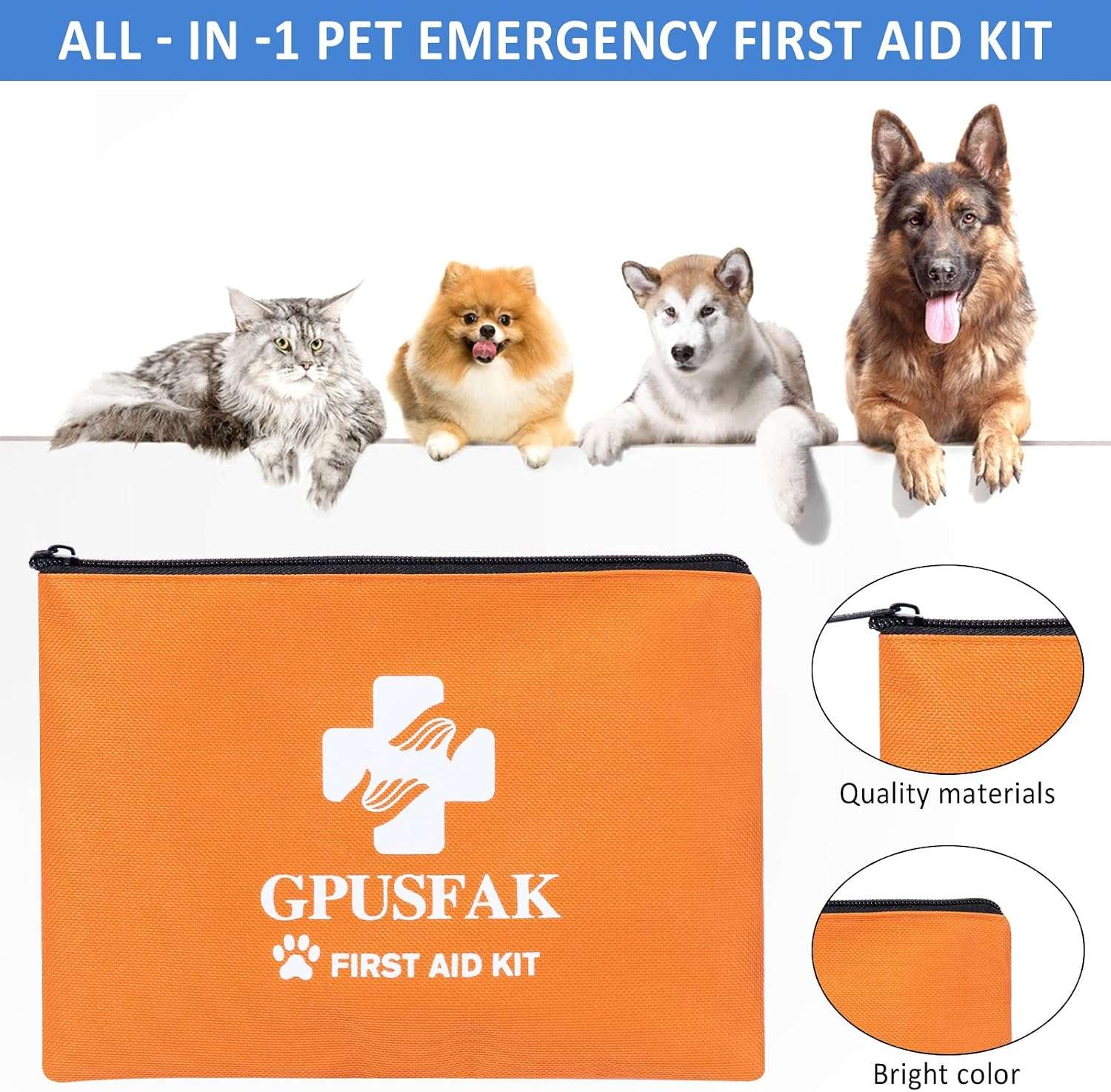 Kit de primeros auxilios para perros que contiene 87 piezas, ideal para el hogar y viajes.