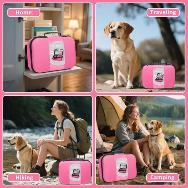 Kit de primeros auxilios de 95 piezas para perros, de color rosa, ideal para viajes y camping.
