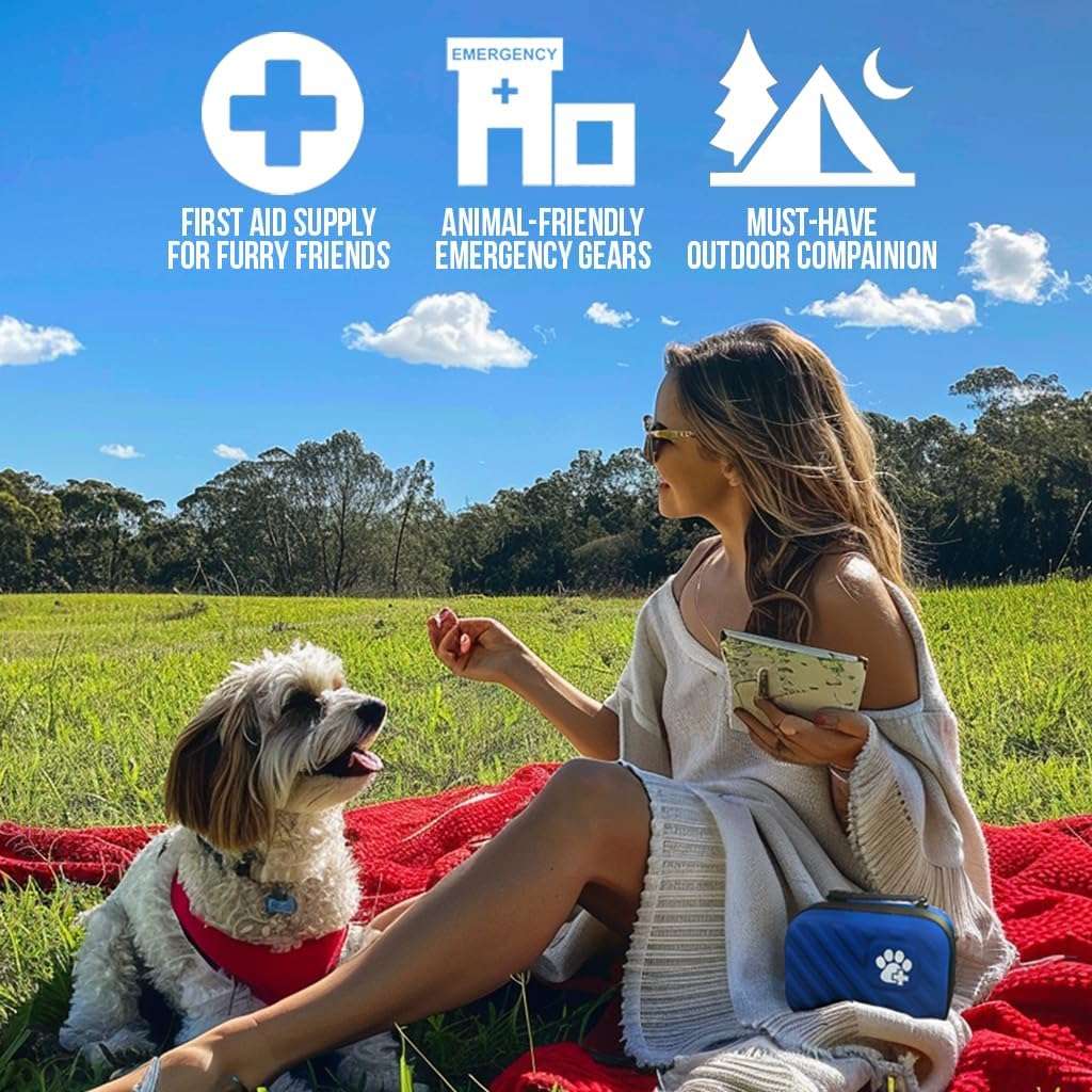 Kit de primeros auxilios para perros y gatos que contiene 95 piezas de suministros veterinarios.