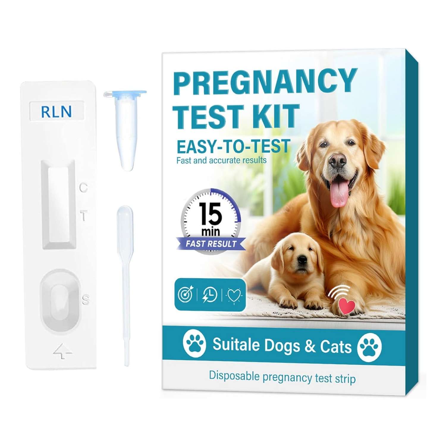 Kit de prueba de embarazo para perros con tiras de detección rápidas y precisas.