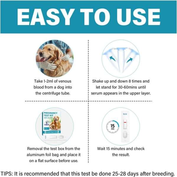 Kit de prueba de embarazo para perros con tiras de detección rápidas y precisas.