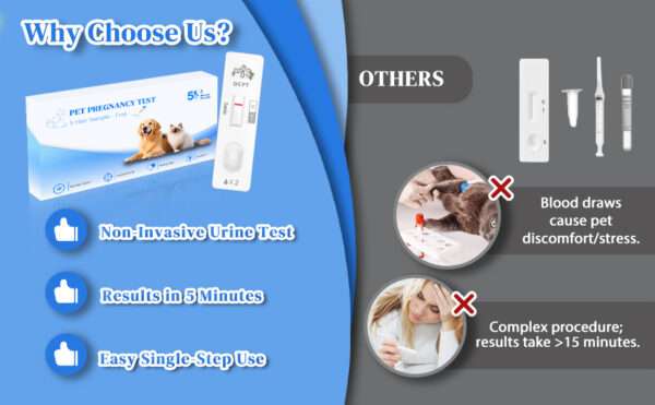Kit de prueba de embarazo para perros y gatos, con resultados rápidos y precisos.