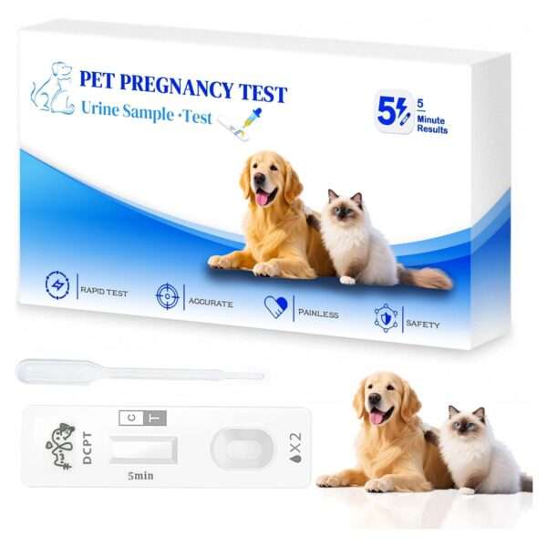 Kit de prueba de embarazo para perros y gatos, con resultados rápidos y precisos.