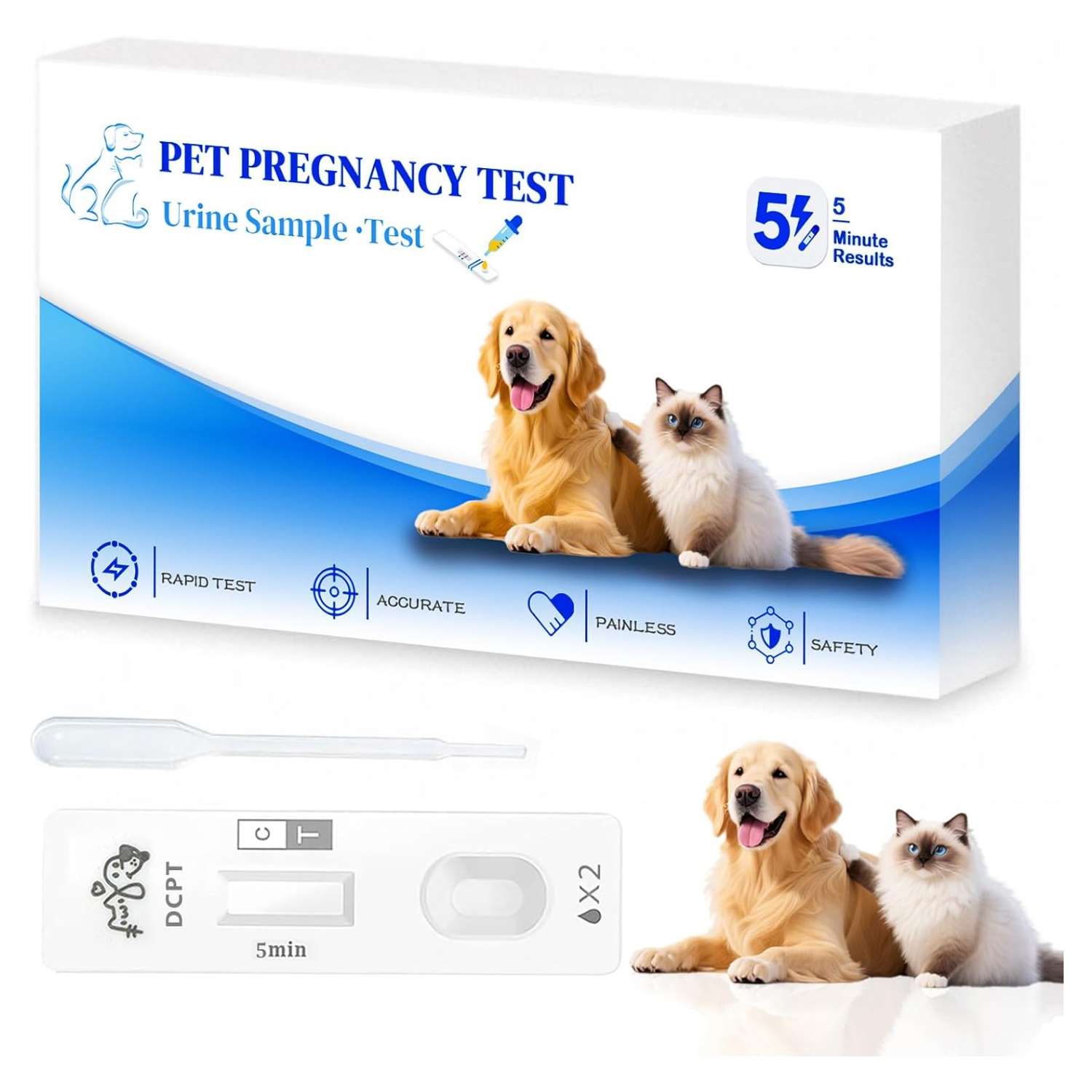 Kit de prueba de embarazo para perros y gatos, con resultados rápidos y precisos.