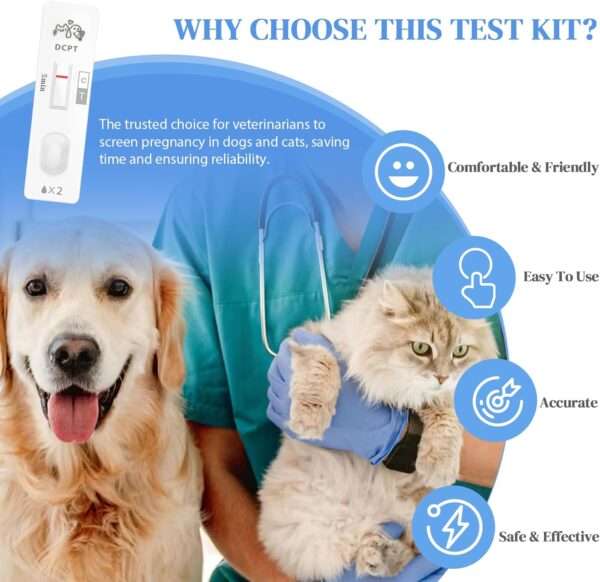 Kit de prueba de embarazo para perros y gatos, con resultados rápidos y precisos.