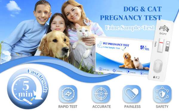 Kit de prueba de embarazo para perros y gatos, con resultados rápidos y precisos.