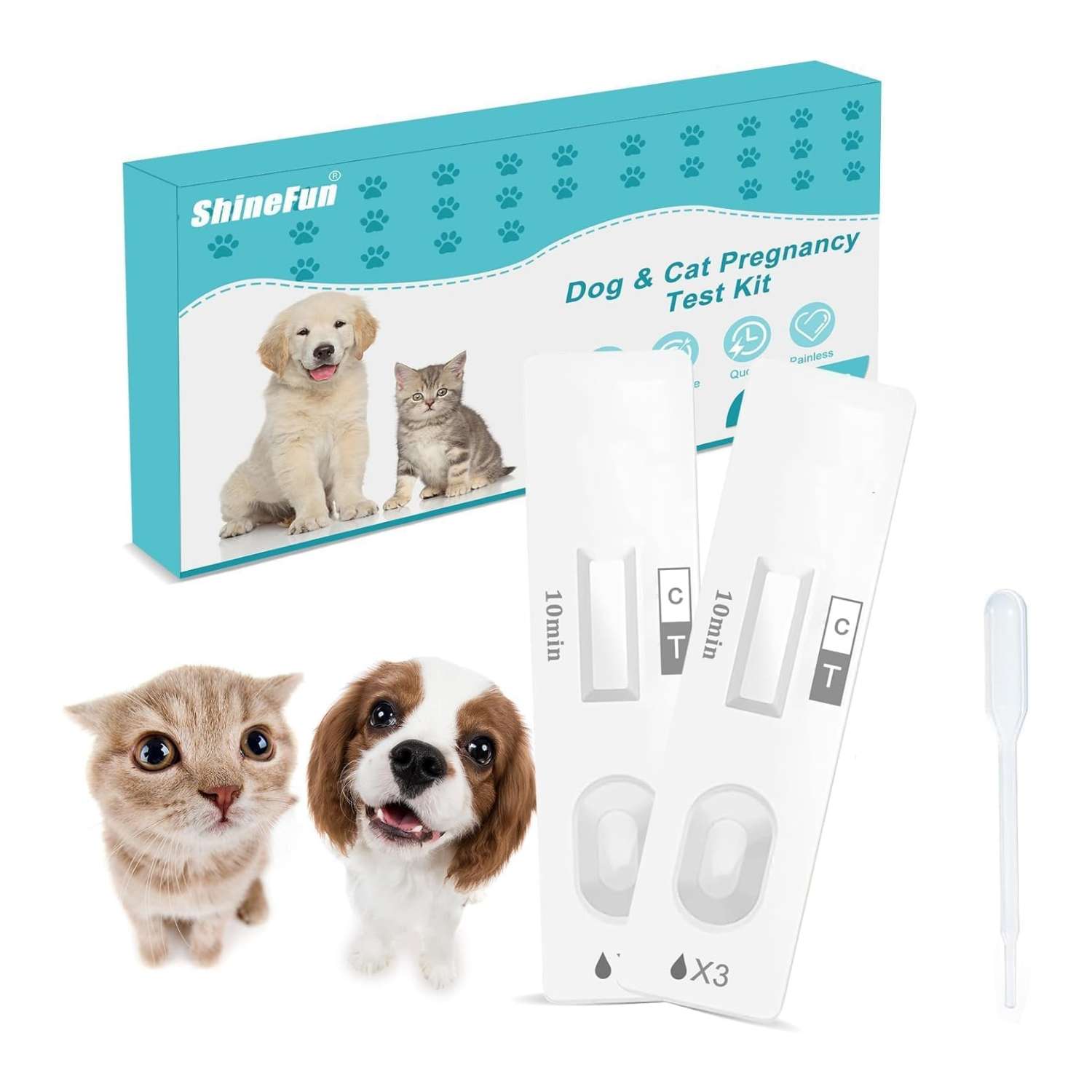 Kit de prueba de embarazo de orina para perros y gatos con resultados rápidos y precisos.