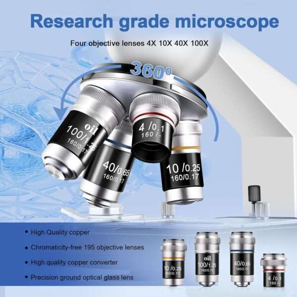Microscopio trinocular de laboratorio y veterinario, con cámara USB HD y aumento 5000X.