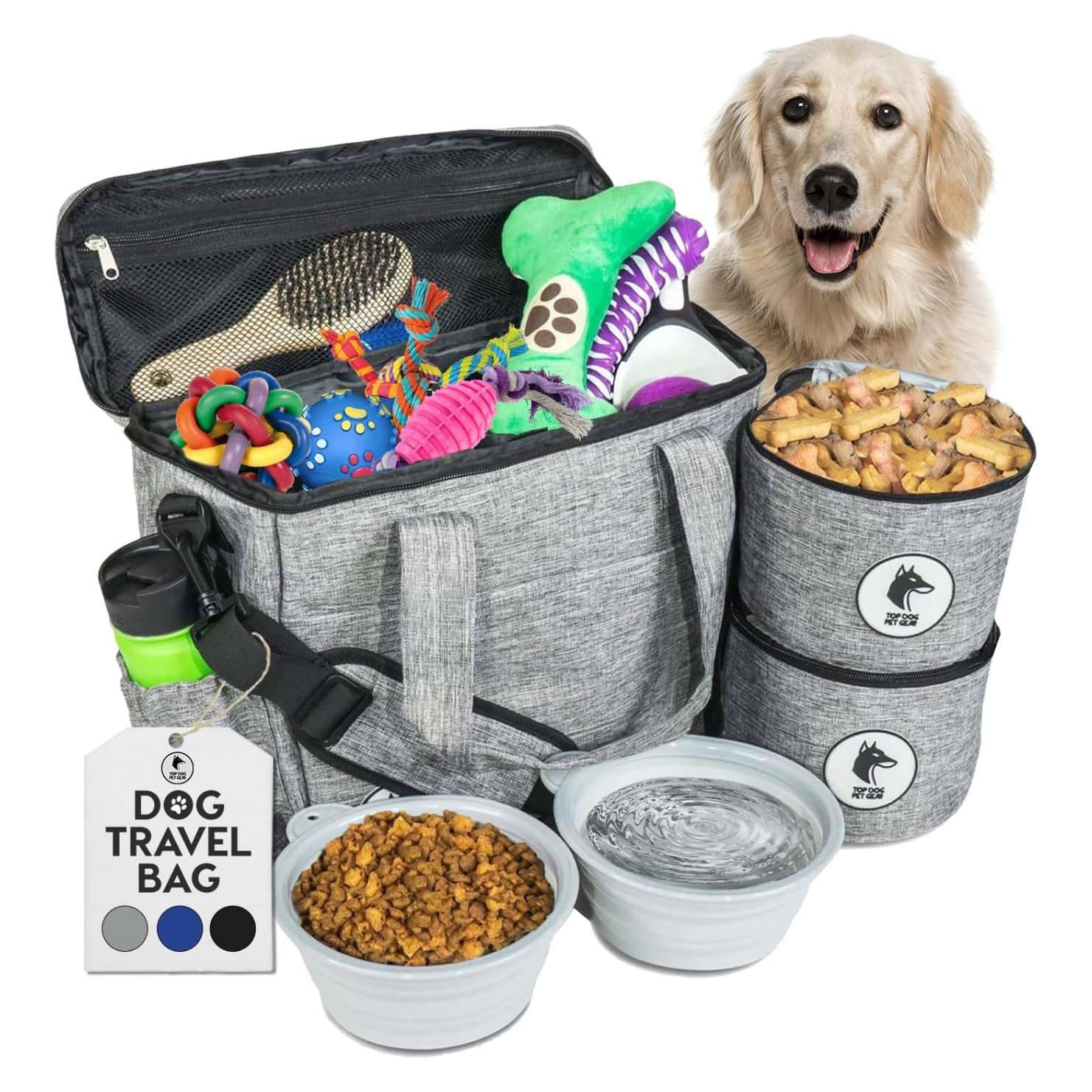 Mochila de viaje para perros y gatos aprobada por aerolíneas, con cuencos plegables y contenedor de alimentos.