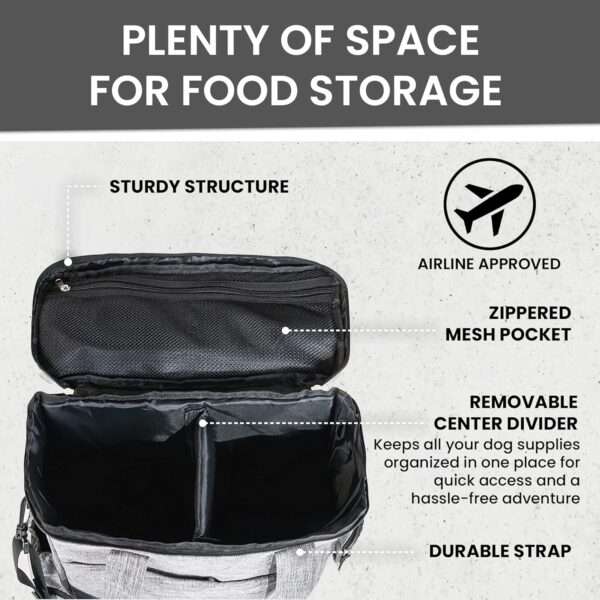 Mochila de viaje para perros y gatos aprobada por aerolíneas, con cuencos plegables y contenedor de alimentos.