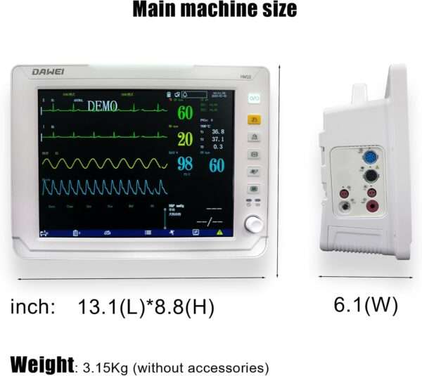 Monitor de paciente veterinario UCI con ETCO2 y pantalla de 12.1 pulgadas.