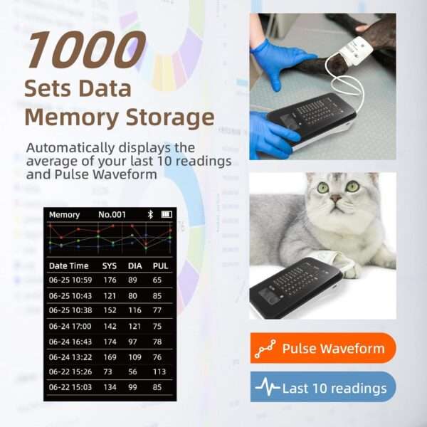 Monitor de presión arterial veterinaria recargable para perros y gatos.