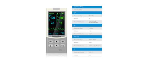 Monitor de oxímetro de pulso veterinario de mano para perros y gatos. Mide frecuencia cardíaca, presión arterial y saturación de oxígeno para el cuidado de mascotas.