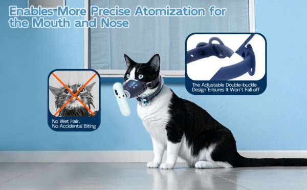 Nebulizador silencioso y portátil para gatos y mascotas. Equipo de mano con máscara para inhalación y tratamiento de problemas respiratorios.
