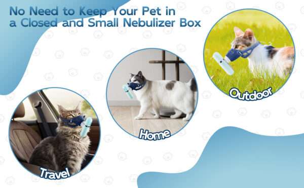 Nebulizador silencioso y portátil para gatos y mascotas. Equipo de mano con máscara para inhalación y tratamiento de problemas respiratorios.