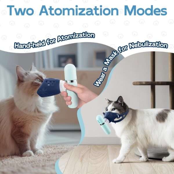 Nebulizador silencioso y portátil para gatos y mascotas. Equipo de mano con máscara para inhalación y tratamiento de problemas respiratorios.