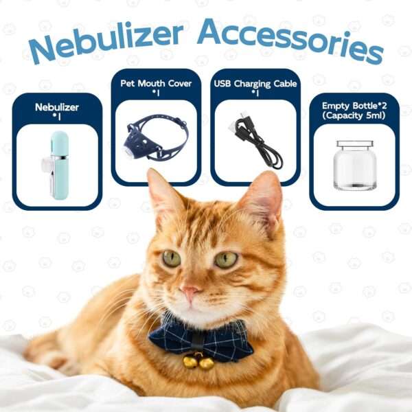 Nebulizador silencioso y portátil para gatos y mascotas. Equipo de mano con máscara para inhalación y tratamiento de problemas respiratorios.