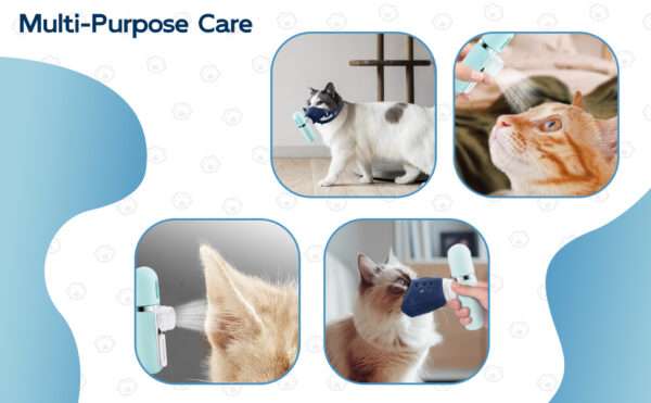 Nebulizador silencioso y portátil para gatos y mascotas. Equipo de mano con máscara para inhalación y tratamiento de problemas respiratorios.