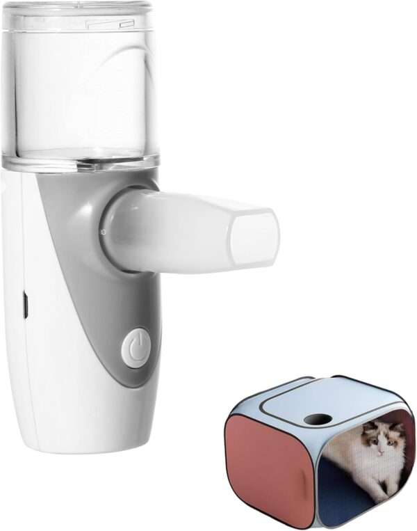 Nebulizador veterinario portátil y silencioso. Inhalador de mano de malla para perros, gatos y animales pequeños, ideal para tratamientos respiratorios en el hogar.