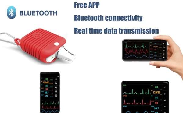 Monitor de oxímetro de pulso veterinario para perros y gatos. Equipo recargable con Bluetooth para monitoreo de SpO2 y ECG de mascotas.