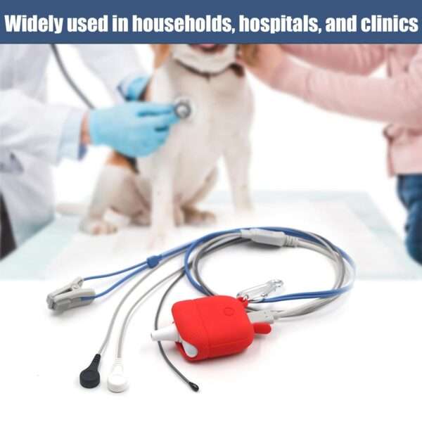 Monitor de oxímetro de pulso veterinario para perros y gatos. Equipo recargable con Bluetooth para monitoreo de SpO2 y ECG de mascotas.