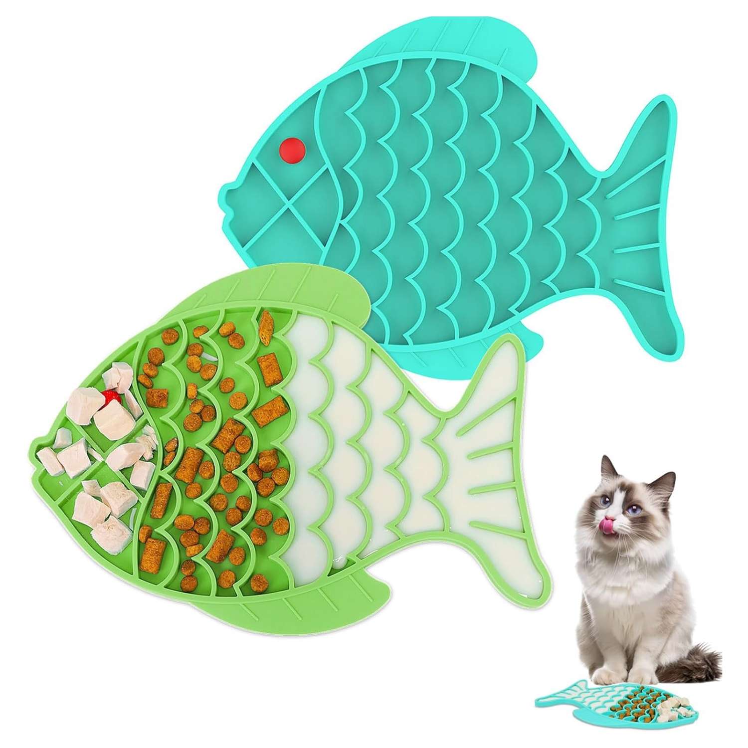 Pack de 2 comederos de silicona con diseño de rompecabezas para gatos y cachorros. Ayuda a comer lento.