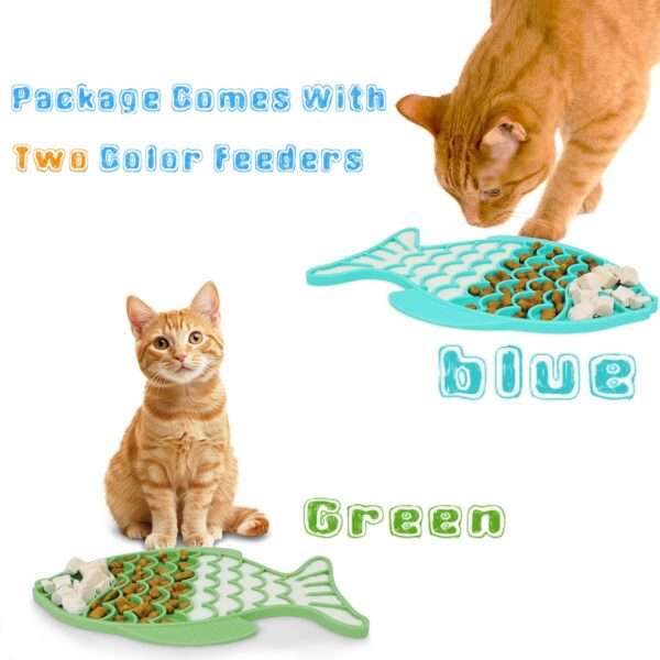 Pack de 2 comederos de silicona con diseño de rompecabezas para gatos y cachorros. Ayuda a comer lento.