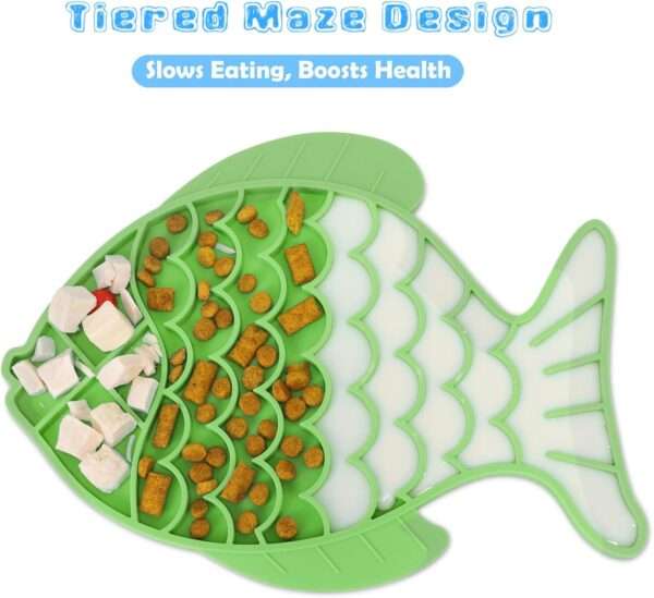 Pack de 2 comederos de silicona con diseño de rompecabezas para gatos y cachorros. Ayuda a comer lento.