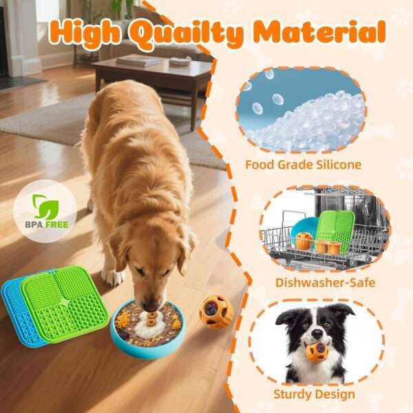 Paquete de 6 juguetes de enriquecimiento para perros. Juguete interactivo con tapete para lamer, pelota y cuenco.
