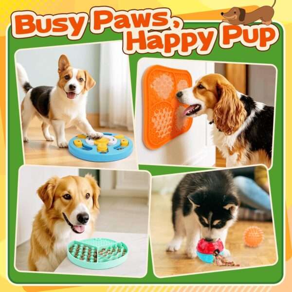 Paquete de 8 juguetes de rompecabezas para perros, con tapete para lamer y comedero.