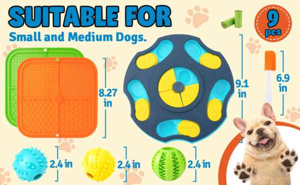 Paquete de 9 juguetes de rompecabezas para perros. Ideal para razas pequeñas a medianas.